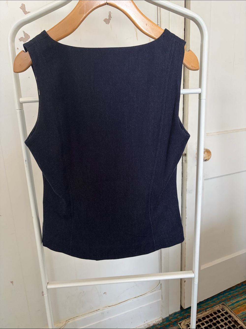 Navy Button-Front V-Neck Vest - Picture 2 of 2